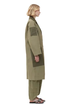 Online GANNI Schwerer Twill-Mäntel Aloe