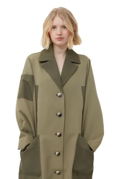 Online GANNI Schwerer Twill-Mäntel Aloe