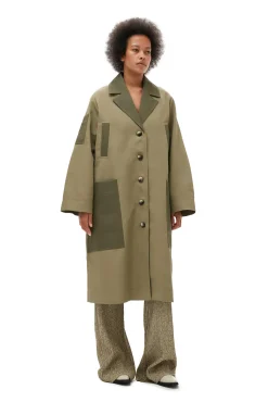Online GANNI Schwerer Twill-Mäntel Aloe