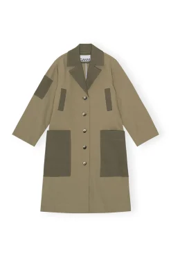 Online GANNI Schwerer Twill-Mäntel Aloe