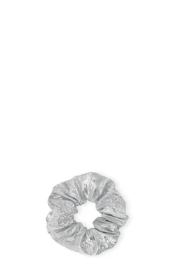 Clearance GANNI Scrunchie Aus Jacquard In Metallic Silver