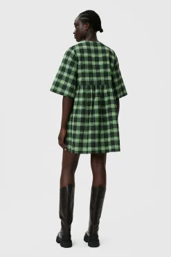 Hot GANNI Seersucker Check Ribbon Mini Dress Peapod