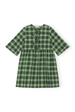 Hot GANNI Seersucker Check Ribbon Mini Dress Peapod