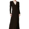 Fashion GANNI Seersucker-Maxikleid Mit V-Ausschnitt Chicory Coffee