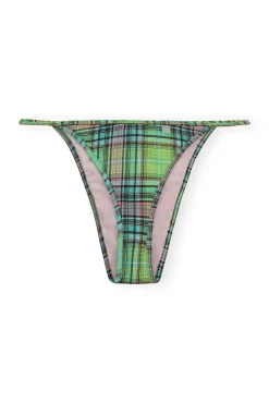 New GANNI Seersucker-Minibikinihose Aus Recyceltem Material Lagoon