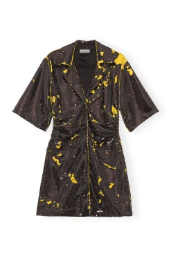 Store GANNI Sequins Blazer Mini Dress Black