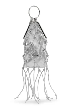 Best Sale GANNI Silbernes Geflochtenes Armreif-Taschchen Fur Besondere Anlasse Silver