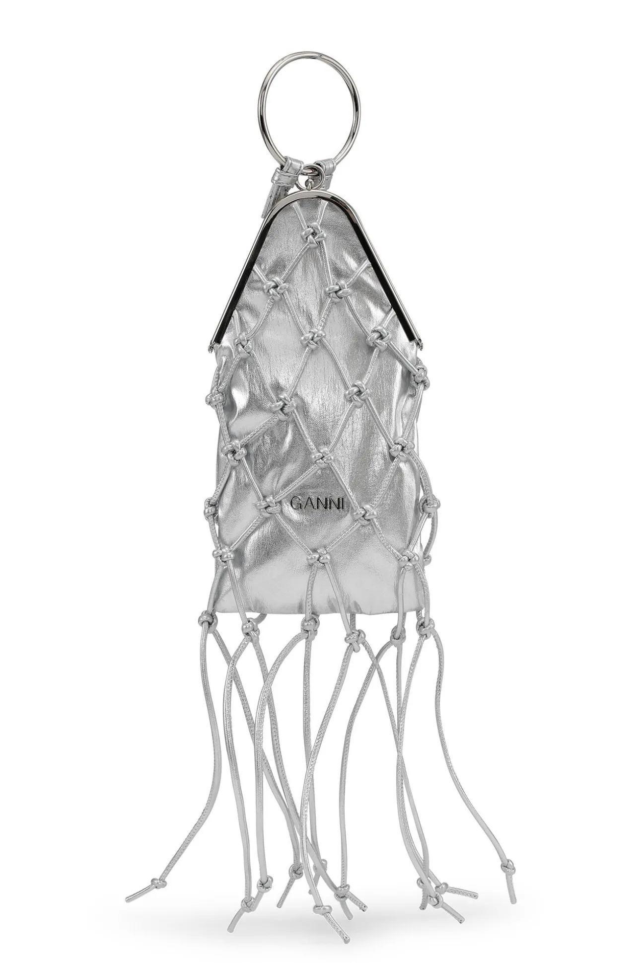 Best Sale GANNI Silbernes Geflochtenes Armreif-Taschchen Fur Besondere Anlasse Silver