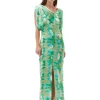Clearance GANNI Silk-Stretch-Satin Maxikleid Lily Green