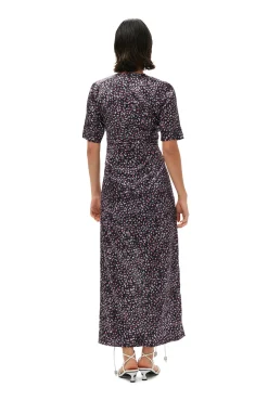 Fashion GANNI Silk-Stretch-Satin Maxikleid Black