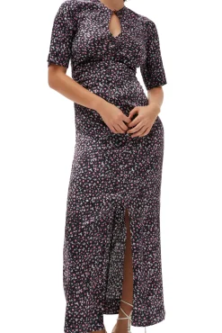 Fashion GANNI Silk-Stretch-Satin Maxikleid Black