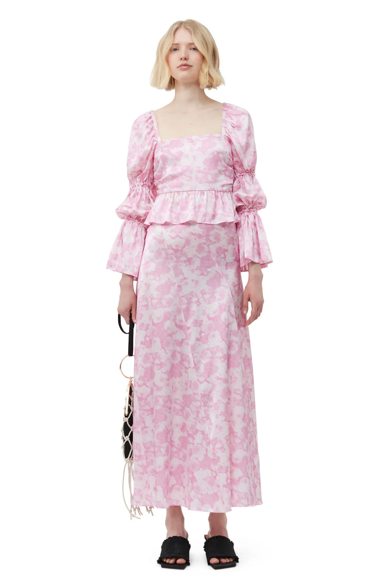 Best Sale GANNI Silk-Stretch-Satin-Bluse Bonbon