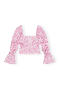Best Sale GANNI Silk-Stretch-Satin-Bluse Bonbon