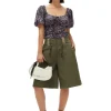 Shop GANNI Silk-Stretch-Satin-Bluse Mit Ruschen Black
