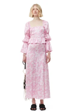 Cheap GANNI Silk-Stretch-Satin-Maxirock Bonbon