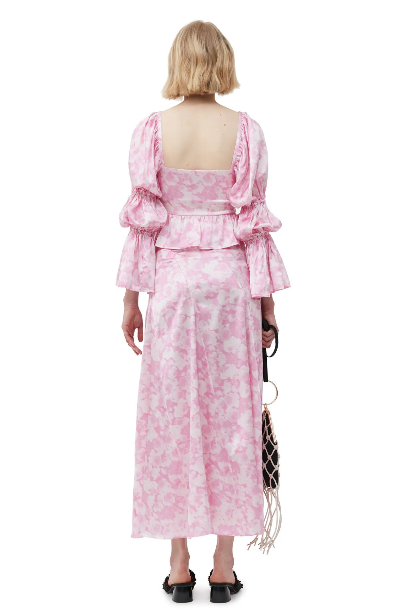 Cheap GANNI Silk-Stretch-Satin-Maxirock Bonbon