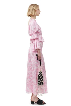 Cheap GANNI Silk-Stretch-Satin-Maxirock Bonbon