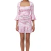 New GANNI Silk-Stretch-Satin-Minikleid Bonbon