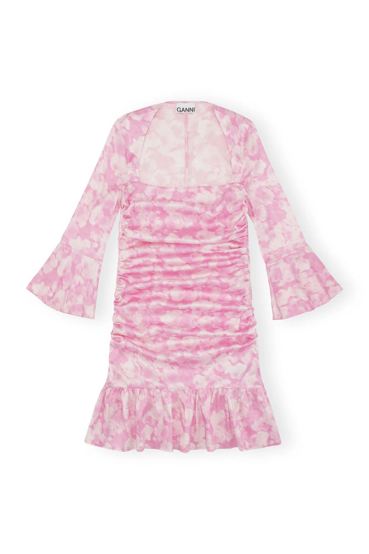 New GANNI Silk-Stretch-Satin-Minikleid Bonbon