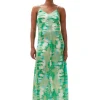 Store GANNI Silk-Stretch-Satin-Slip-Kleid Lily Green