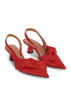 Cheap GANNI Slingback-Pumps Mit Weicher Schleife In Rot Racing Red