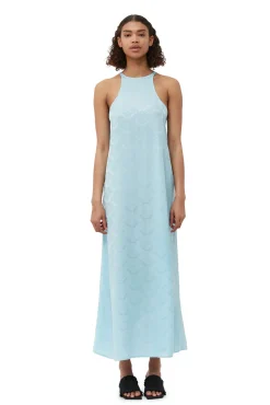 Discount GANNI Slip-Kleid Aus Viscose-Jacquard Corydalis Blue