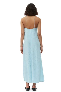 Discount GANNI Slip-Kleid Aus Viscose-Jacquard Corydalis Blue