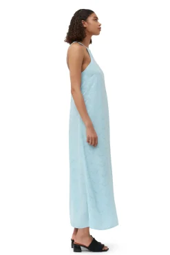 Discount GANNI Slip-Kleid Aus Viscose-Jacquard Corydalis Blue