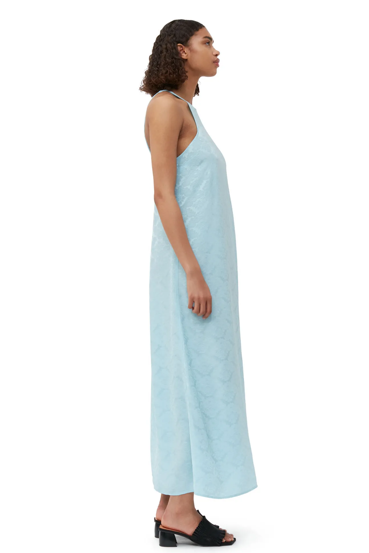 Discount GANNI Slip-Kleid Aus Viscose-Jacquard Corydalis Blue