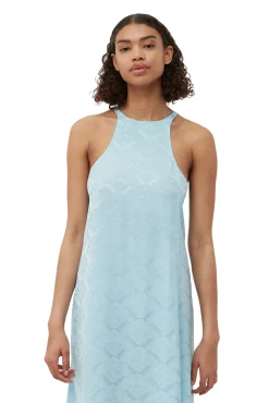 Discount GANNI Slip-Kleid Aus Viscose-Jacquard Corydalis Blue