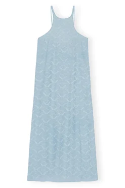 Discount GANNI Slip-Kleid Aus Viscose-Jacquard Corydalis Blue