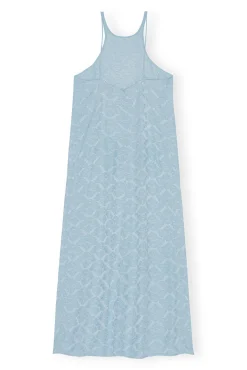 Discount GANNI Slip-Kleid Aus Viscose-Jacquard Corydalis Blue