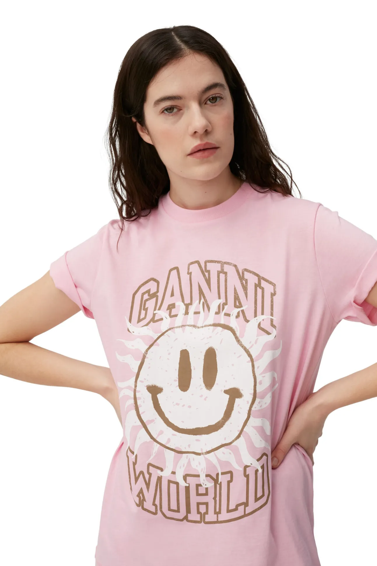 Discount GANNI Smiley-T-Shirt Lilac Sachet