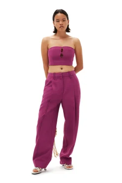 Discount GANNI Sommerliches Armelloses Anzug-Oberteil Purple Wine