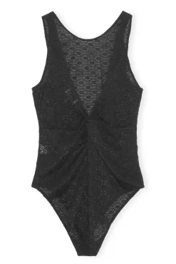 Best GANNI Spitzen-Bodysuit Mit Tiefem Ruckenausschnitt Black