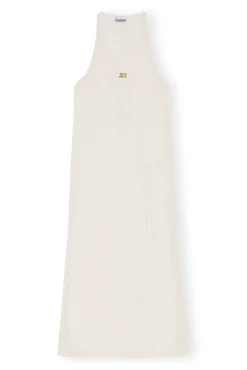Outlet GANNI Spitzen-Mesh-Maxikleid Egret