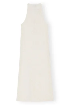 Outlet GANNI Spitzen-Mesh-Maxikleid Egret