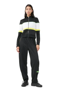Outlet GANNI Sportliche Jersey-Trainingsjacke Black