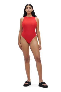 Cheap GANNI Sportlicher Badeanzug High Risk Red