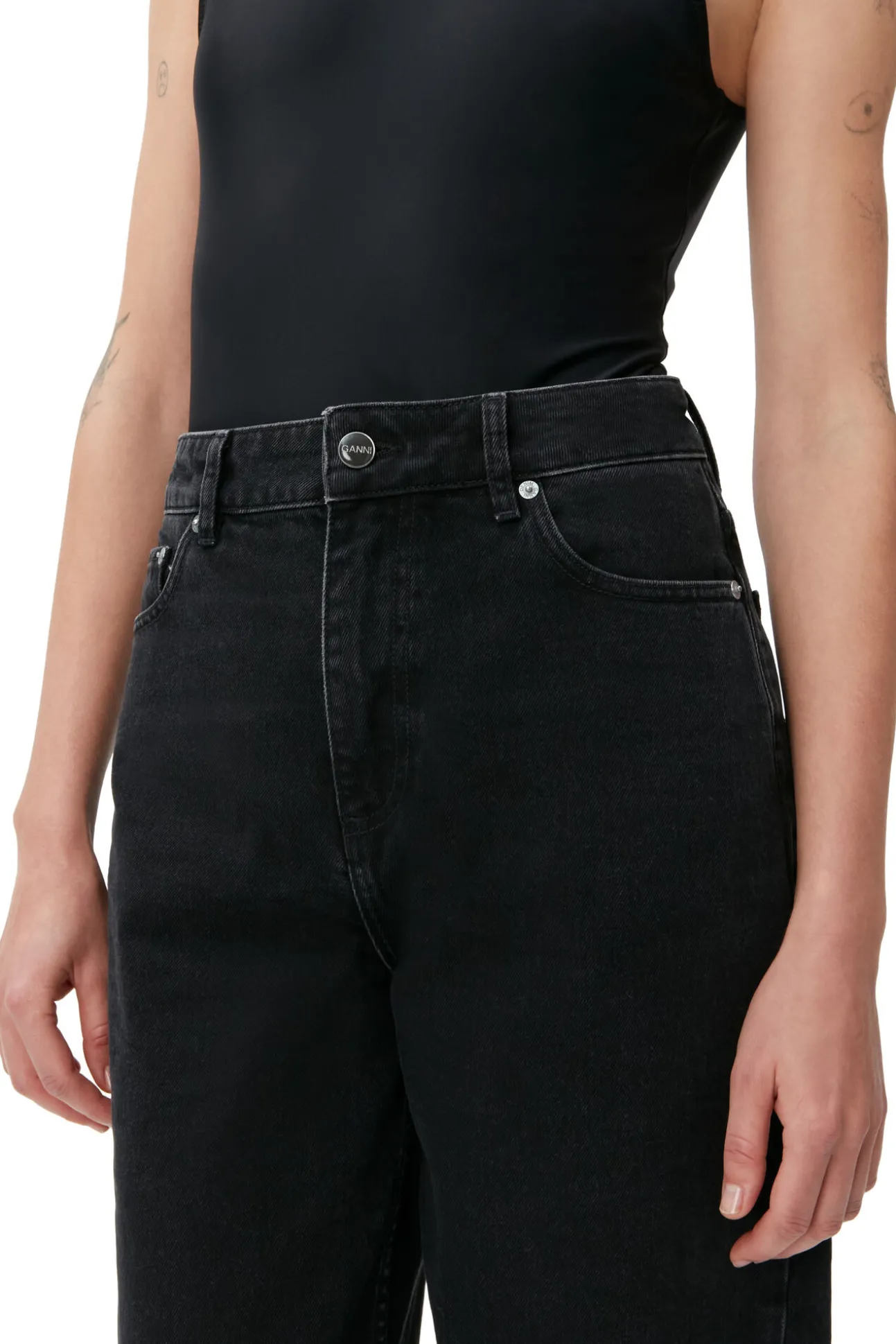 Fashion GANNI Stary Jeans Washed Black/Black
