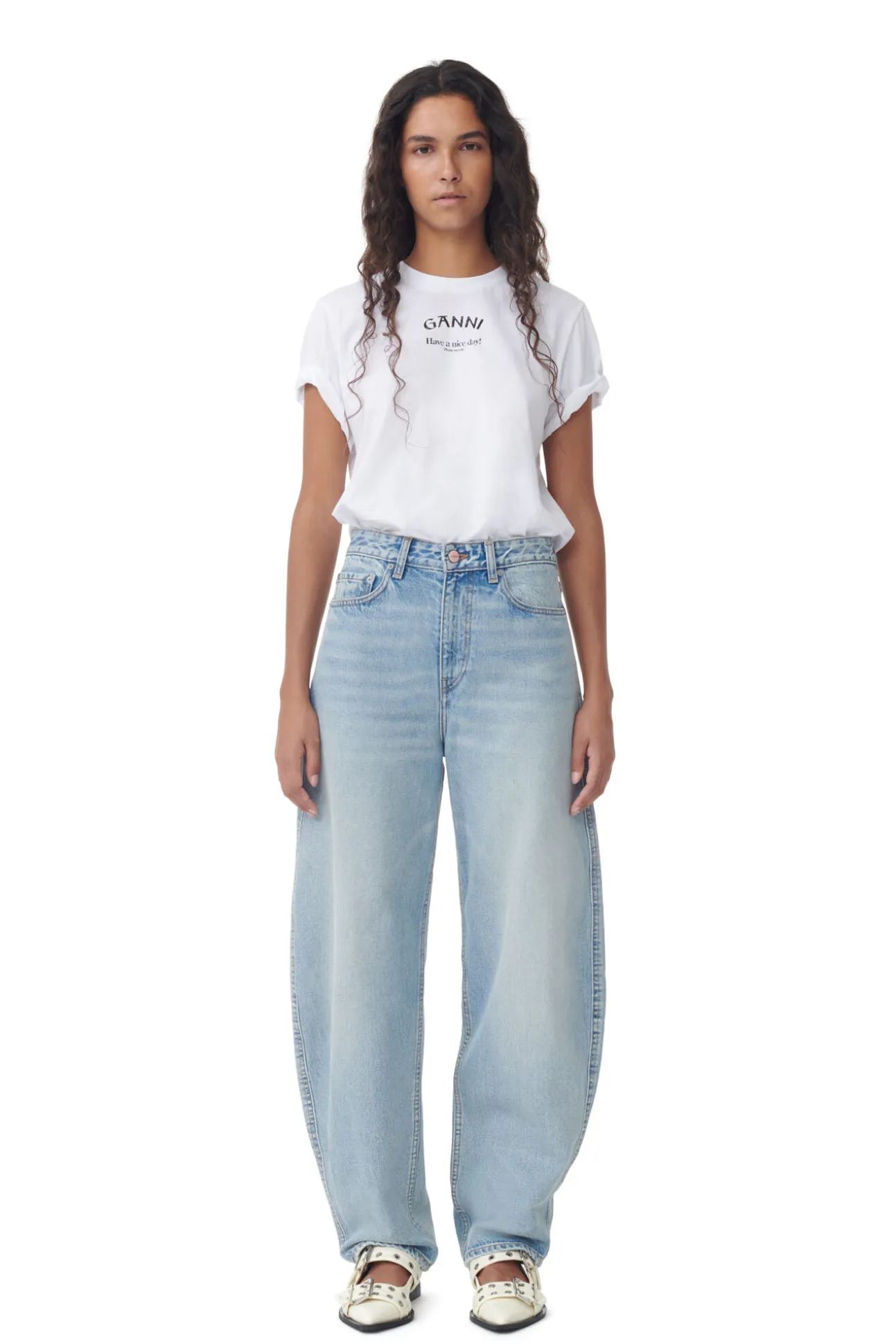 Cheap GANNI Stary-Jeans Light Blue Vintage