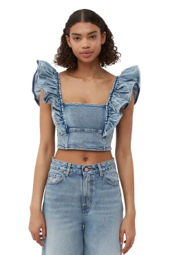 Cheap GANNI Stary-Jeans Light Blue Vintage