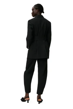 Outlet GANNI Streifenblazer Mit Gurtel Black