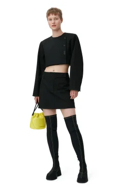Fashion GANNI Streifen-Minirock Black