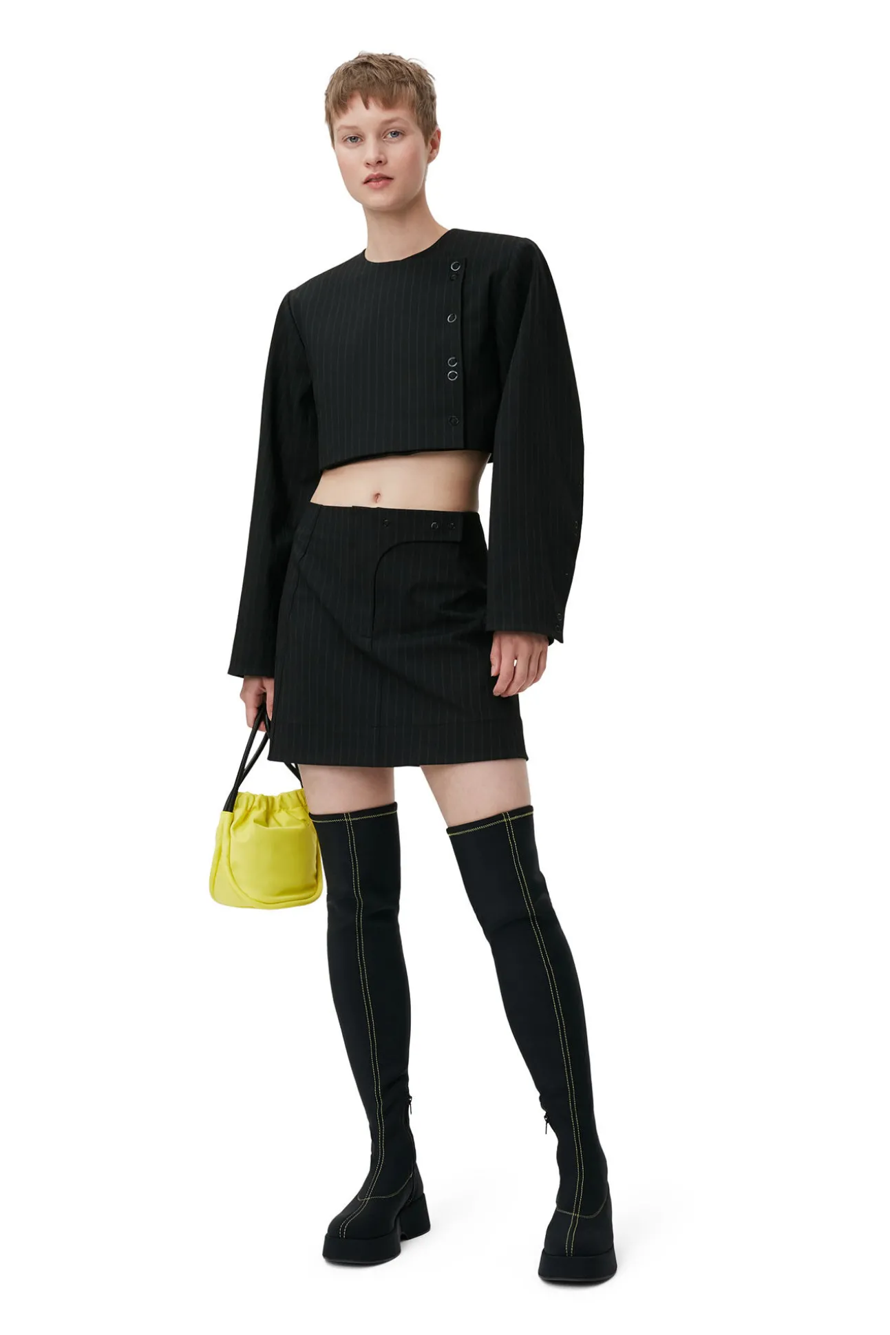 Fashion GANNI Streifen-Minirock Black