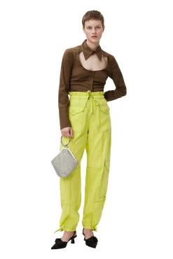 Online GANNI Stretch Cotton Cut-Out Shirt Teak
