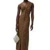 Clearance GANNI Stretch Cotton Maxi Dress Teak