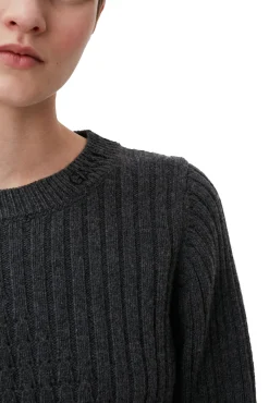 Cheap GANNI Strukturierte Rippstrickbluse Phantom