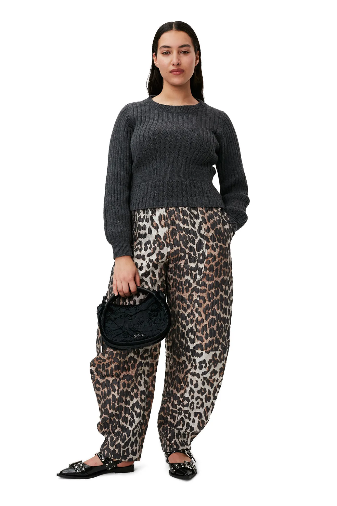 Cheap GANNI Strukturierte Rippstrickbluse Phantom
