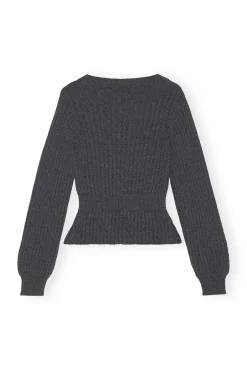 Cheap GANNI Strukturierte Rippstrickbluse Phantom